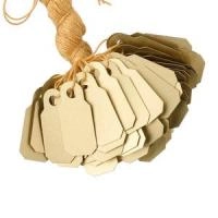 Ценники ювелирные, 22х10мм, пластик с нитью, золотистые, 10 шт., УЦЕНКА