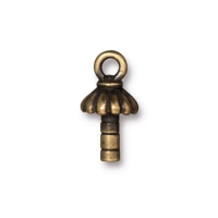 Держатель, 16х8.5мм, TierraCast, с бороздками, со штифтом, базовый материал - оловянный сплав, бронзовый с чернением, 1 шт.