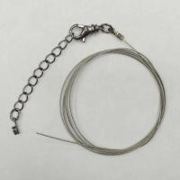 Набор для бус (колье, браслета), тросик стального цвета с чёрными концевиками, карабином и удлинителем, базовый материал - сталь, 1 метр + 7 см