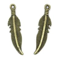 Подвеска, 27х7мм, перо, базовый материал - цинковый сплав, бронзовое, 1 шт.