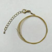 Набор для бус (колье, браслета), тросик с концевиками, карабином и удлинителем, базовый материал - сталь, цвет античное золото (светлая бронза), 1 метр + 7 см