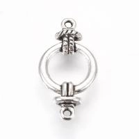 Коннектор, 26х12.5мм, кольцо с двумя узлами, базовый материал - цинковый сплав, стиль тибетское серебро, 1 шт.