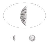 Шапочка для бусин (обниматель), 6х1.5мм, ребристый, базовый материал - латунь, посеребренный, 20 шт.