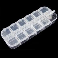 Коробочка для хранения, 13х5х1.5см, прямоугольная, с 12 ячейками, прозрачная, 1 шт., УЦЕНКА