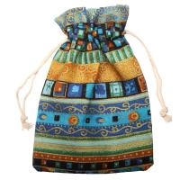Мешочек холщовый, 13х10см, Этника, в зелено-голубых тонах, 2 шт.