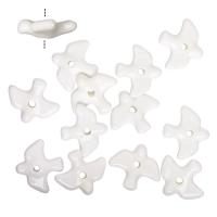 Бусина фарфоровая, 23х21х7мм, птичка, белая, 1 шт.