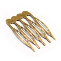 Гребень для волос, 39х27мм, металлический, базовый материал - железо, бронзового цвета, 5 шт.
