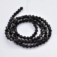 Бусины стеклянные, 4-5мм, граненые, биконусы, черные, непрозрачные, 85 шт., низка Бусины стеклянные, 4-5мм, граненые, биконусы, черные, непрозрачные, 85 шт., низка