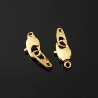 Застежка, 12х6мм, Корея, карабин продолговатый, с вращающимся кольцом, с ответной частью, базовый материал - латунь, позолоченный, 1 шт.