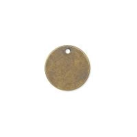 Подвеска, 15мм, гладкий диск, базовый материал - латунь, античный позолоченный (цвет - бронза), 2 шт.