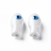 Бусина фарфоровая, 20х10х8мм, стилизованная рыбка, белая с перламутровым отливом, 5 шт., УЦЕНКА