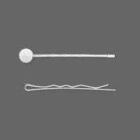 Основа для заколки-невидимки, 67мм, с платформой, базовый материал - латунь, посеребренная, 2 шт.