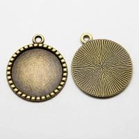 Рамка для кабошона, 35х30х2мм (внутренний размер около 25мм), с насечками по краю, круглая, базовый материал - цинковый сплав, бронзового цвета с чернением, 5 шт.
