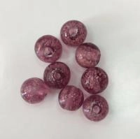 Бусина лэмпворк, 10мм, аметистовая с белыми крапинками внутри, светящаяся в темноте, 1 шт.