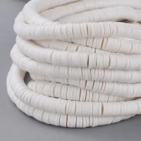 Бусины из гибкой полимерной глины, 6х1мм, диски (чипсы), белого цвета, 350-400 шт., низка