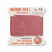 Нить шелковая, Griffin No.14 (1.02мм), цвет вялая роза, с иглой, моток, 2 метра