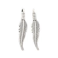 Подвеска, 31х6х4мм, перо, базовый материал - цинковый сплав, стиль тибетское серебро, 20 шт.