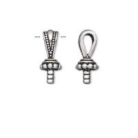 Держатель, 17х7мм, TierraCast, Королевский, со штифтом, базовый материал - оловянный сплав, посеребренный с чернением, 2 шт.