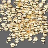 Подвеска, 6х4мм, круг выпуклый, базовый материал - латунь, позолоченный, 1 шт.