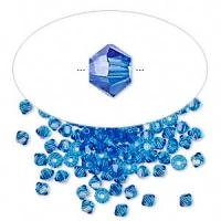 Бусина Swarovski, 3мм, Биконус (#5328), сапфир (цвет 206), 10 шт.