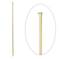 Основа для булавки-броши, 75-77мм, со шляпкой 2мм, без застежки, базовый материал - латунь, позолоченная, 5 шт.