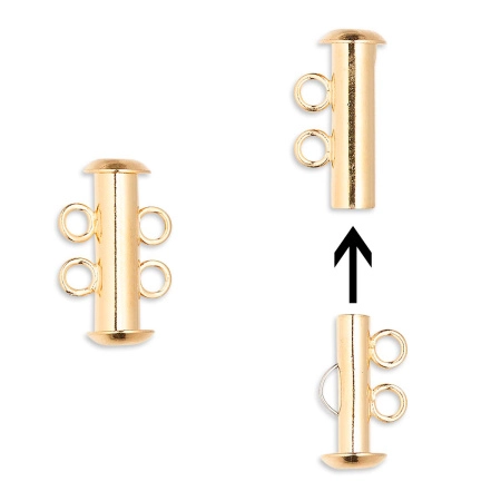 Застежка, 16х11мм, трубочка-слайдер на две нити, базовый материал - латунь, позолоченная, 1 шт.