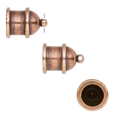 Концевики, 16х12мм (внутренний размер 8мм), TierraCast, Пагода, клеевые, для шнура, базовый материал - оловянный сплав, медные с чернением, пара