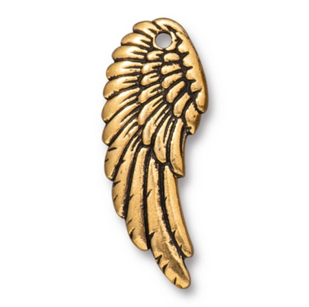 Подвеска, 28х11мм, TierraCast, Крыло ангела правое, базовый материал - оловянный сплав, позолоченное с чернением, 1 шт.