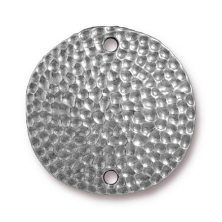 Коннектор, 25мм, TierraCast, узорный диск, базовый материал - оловянный сплав, под античное серебро, 1 шт.