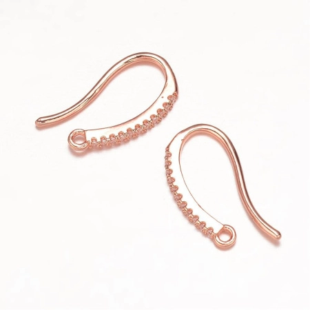 Швензы открытые, 18х1.7мм, Milano, изящные, с фианитами, базовый материал - латунь, под розовое золото, пара