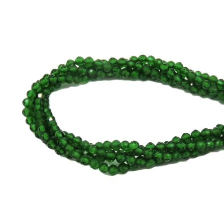 <p>Мелкие граненые бусины из натурального камня - хромдиопсида, каменный бисер. Бусины могут немного отличаться по форме и размеру. Оттенок может немного отличаться от фотографии.
Эти бусины отлично подходят для серег-кисточек.
Цена за низку примерно 38 см (около 165 бусин).</p>