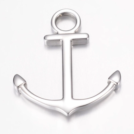 <p>Трехмерная подвеска - якорь. Нержавеющая гипоаллергенная сталь (марка 304: используется в пищевой промышленности, не окисляется, не темнеет, не облезает). Также можно использовать как коннектор или застежку-крючок для браслета. Цена за 1 шт.</p>