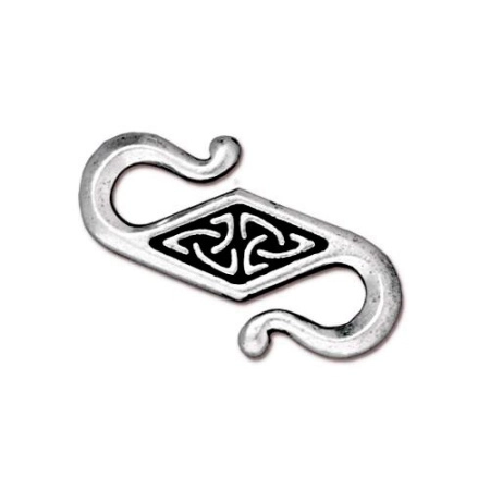 Застежка, 23х12мм, TierraCast, крючок, Кельтский узор, базовый материал - оловянный сплав, посеребренный с чернением, 1 шт.