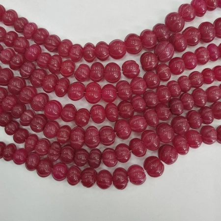 Бусины каменные, рубин, фонарик стилизованный резной, 6х4-12х8мм, 35 шт., низка