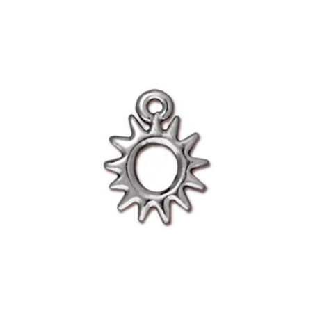 Подвеска, 14х11мм, TierraCast, Солнышко, базовый материал - оловянный сплав, покрытие - белая бронза (цвет под родий), 1 шт.