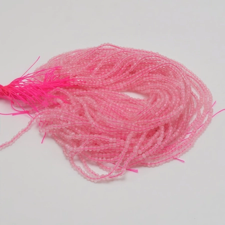 Бусины каменные, кварц, розовый, 2-2.5мм, граненый, 170 шт., низка Бусины каменные, кварц, розовый, 2-2.5мм, граненый, 170 шт., низка