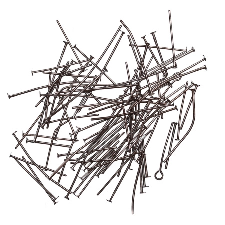 Пины со шляпкой, 16-50х0.7мм, базовый материал - железо, вороненая сталь, 10 грамм Пины со шляпкой, 16-50х0.7мм, базовый материал - железо, вороненая сталь, 10 грамм