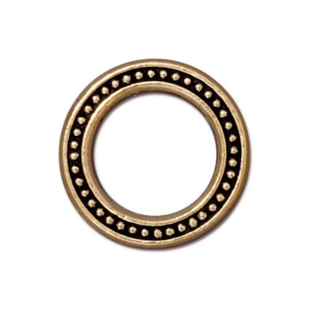 Коннектор, 20мм, TierraCast, кольцо с пупырышками, базовый материал - оловянный сплав, позолоченное с чернением, 1 шт.