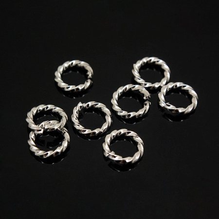 Соединительное колечко, 7мм (толщина 1.3мм, внутренний размер 4.4мм), витое, Корея, базовый материал - сталь, родий, 10 шт.