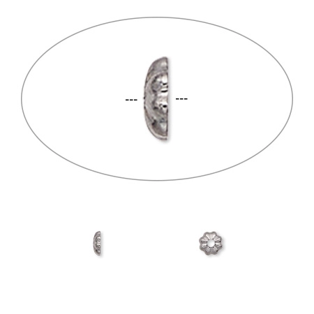 Шапочка для бусин (обниматель), 3.5х1мм, ребристый, базовый материал - латунь, вороненая сталь, 10 шт.