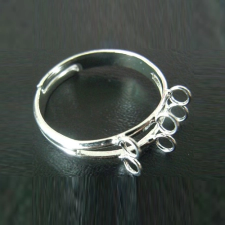 Основа для кольца, регулируемого размера, шесть петелек, базовый материал - латунь, под серебро, 2 шт.