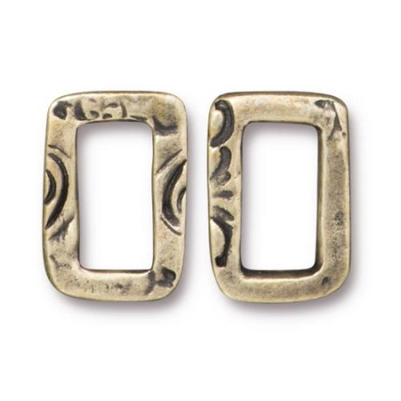 Коннектор, 17х11.5мм, TierraCast, прямоугольник, Сад, базовый материал - оловянный сплав, бронзовый с чернением, 2 шт.