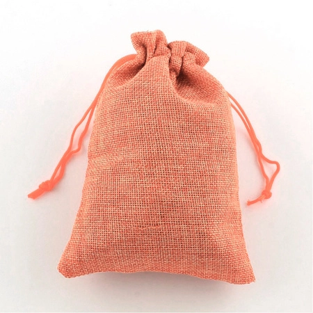 Мешочек из джутовой мешковины с добавлением синтетических волокон, 14х10см, оранжевого цвета, 5 шт.