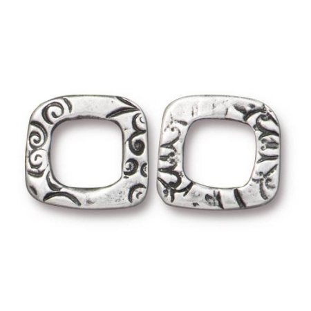 Коннектор, 13х12мм, TierraCast, квадрат, Сад, базовый материал - оловянный сплав, под античное серебро, 2 шт.