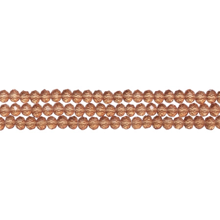 Бусины стеклянные, 3х2-3.5х2.5мм, граненые, рондели, янтарно-коричневые, 155 шт., низка