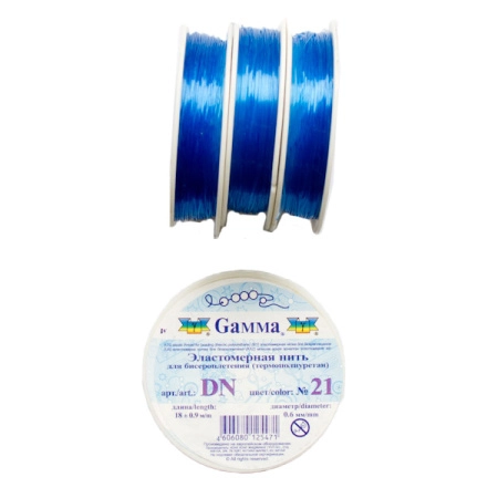 Нить - резинка для браслетов, 0.6мм, синяя, катушка, 18 метров