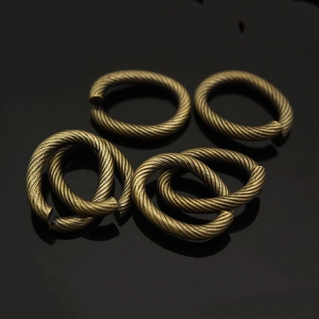 Соединительное колечко, 14х10.5мм (толщина 2.0мм, внутренний размер 10х6.5мм), овальное, витое, Корея, базовый материал - сталь, бронзовое с чернением, 1 шт.