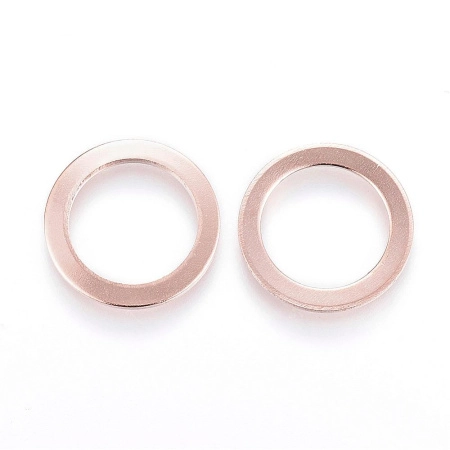 Коннектор, 15х1.2мм, кольцо гладкое, базовый материал - нержавеющая сталь, под розовое золото, 1 шт.