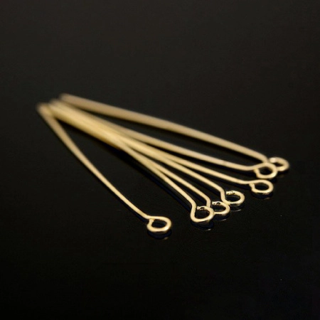 Пины с ушком, 33х0.511мм, Корея, базовый материал - латунь, позолоченные, 2 грамма