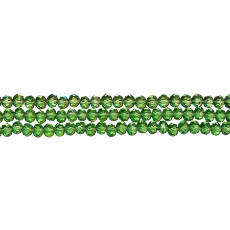 <p>Бюджетные миниатюрные стеклянные граненые бусины - рондели (абакусы) зеленого цвета. Бусины могут немного отличаться по форме и размеру. Оттенок может немного отличаться от фото. Цена за низку около 190 бусин.</p>